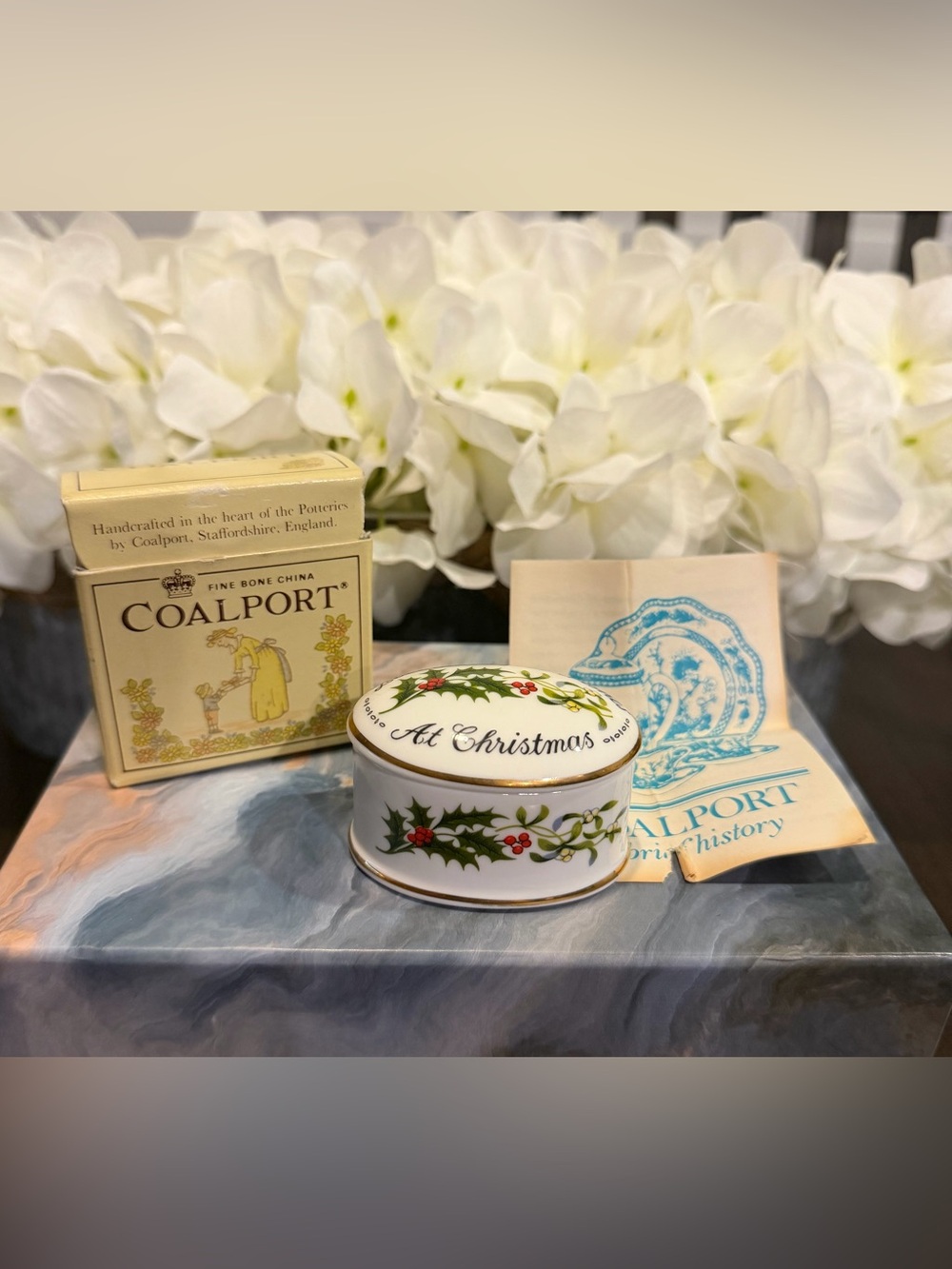 Vintage Boxed Coalport Bone China Christmas Trinket Box – Made in England